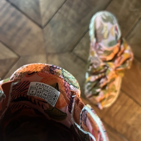 Farm rio slides sneakers slip on Brazil art floral bow tie flats - Picture 8 of 8